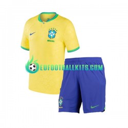 Brazil Home Football Shirts World Cup 2022 Kids LS