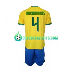 Brazil Marquinhos 4 Home Football Shirts World Cup 2022 Kids LS