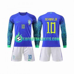 Brazil Neymar Jr 10 Away Football Shirts World Cup 2022 Kids SS