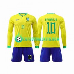 Brazil Neymar Jr 10 Home Football Shirts World Cup 2022 Kids SS