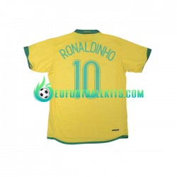 Brazil RONALDINHO 10 Retro Home Football Shirts 2006 Men LS