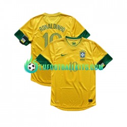 Brazil RONALDINHO 10 Retro Home Football Shirts 2012 Men LS
