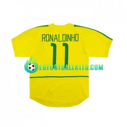 Brazil RONALDINHO 11 Retro Home Football Shirts 2002 Men LS