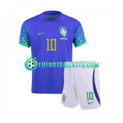 Brazil Ronaldinho 10 Away Football Shirts World Cup 2022 Kids LS