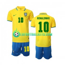 Brazil Ronaldinho 10 Home Football Shirts World Cup 2022 Kids LS