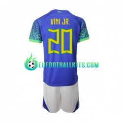 Brazil Vinicius Junior 20 Away Football Shirts World Cup 2022 Kids LS