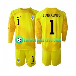 Croatia Dominik Livakovic 1 Goalkeeper Home Football Shirts World Cup 2022 Kids SS