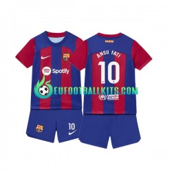 FC Barcelona Ansu Fati 10 Home Football Shirts 2023-2024 Kids LS