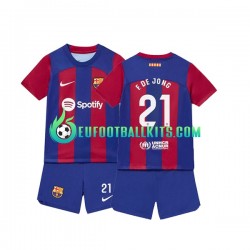 FC Barcelona Frenkie de Jong 21 Home Football Shirts 2023-2024 Kids LS