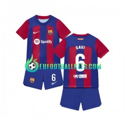 FC Barcelona Gavi 6 Home Football Shirts 2023-2024 Kids LS