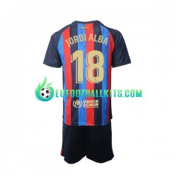 FC Barcelona Jordi Alba 18 Home Football Shirts 2022-2023 Kids LS
