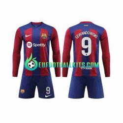 FC Barcelona LEWANDOWSKI 9 Home Football Shirts 2023-2024 Kids SS