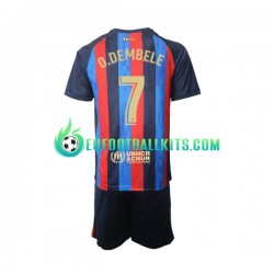 FC Barcelona Ousmane Dembele 7 Home Football Shirts 2022-2023 Kids LS