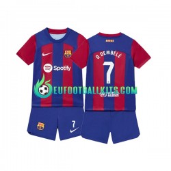 FC Barcelona Ousmane Dembele 7 Home Football Shirts 2023-2024 Kids LS