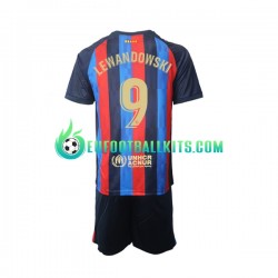 FC Barcelona Robert Lewandowski 9 Home Football Shirts 2022-2023 Kids LS