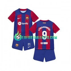 FC Barcelona Robert Lewandowski 9 Home Football Shirts 2023-2024 Kids LS