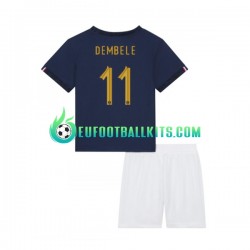 France Dembele 11 Home Football Shirts World Cup 2022 Kids LS