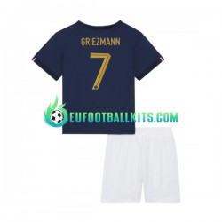 France Griezmann 7 Home Football Shirts World Cup 2022 Kids LS