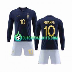 France Mbappe 10 Home Football Shirts World Cup 2022 Kids SS