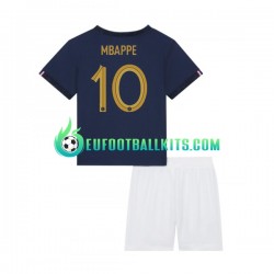 France Mbappe 10 Home Football Shirts World Cup 2022 Kids LS