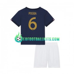 France Pogba 6 Home Football Shirts World Cup 2022 Kids LS