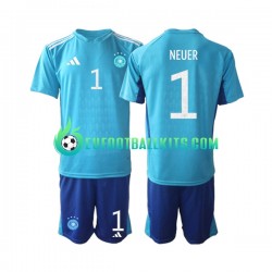 Germany Goalkeeper Manuel Neuer 1 Home Football Shirts World Cup 2022 Kids LS