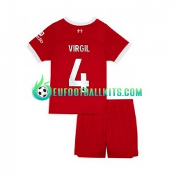Liverpool Virgil van Dijk 4 Home Football Shirts 2023-2024 Kids LS