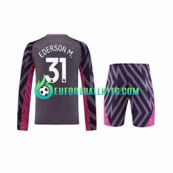 Manchester City Goalkeeper Ederson Moraes 31 Away Football Shirts 2023-2024 Kids SS