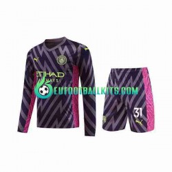Manchester City Goalkeeper Ederson Moraes 31 Away Football Shirts 2023-2024 Kids SS