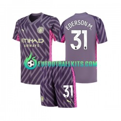 Manchester City Goalkeeper Ederson Moraes 31 Away Football Shirts 2023-2024 Kids LS