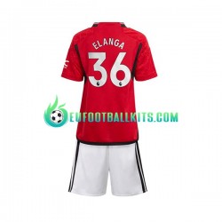 Manchester United Anthony Elanga 36 Home Football Shirts 2023-2024 Kids LS