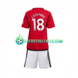 Manchester United Carlos Casemiro 18 Home Football Shirts 2023-2024 Kids LS