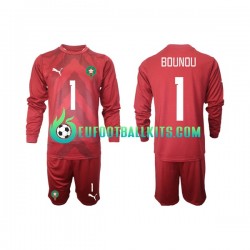 Morocco Goalkeeper Yassine Bounou 1 Home Football Shirts 2022 Kids SS