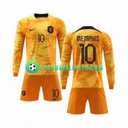Netherlands Memphis 10 Home Football Shirts World Cup 2022 Kids SS
