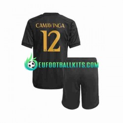 Real Madrid Eduardo Camavinga 12 Third Football Shirts 2023-2024 Kids LS