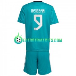 Real Madrid Karim Benzema 9 Third Football Shirts 2021-2022 Kids LS