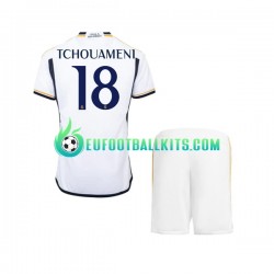 Real Madrid TCHOUAMENI 18 Home Football Shirts 2023-2024 Kids LS