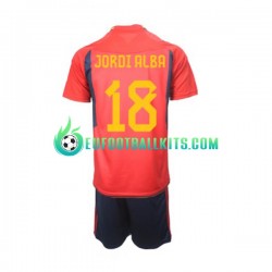 Spain Jordi Alba 18 Home Football Shirts World Cup 2022 Kids LS