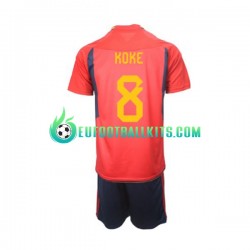 Spain Koke 8 Home Football Shirts World Cup 2022 Kids LS