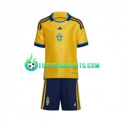 Sweden Home Football Shirts 2022 Kids LS