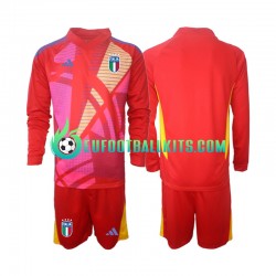 Italy Goalkeeper Third Football Shirts Redcolor Euro 2024 Kids SS