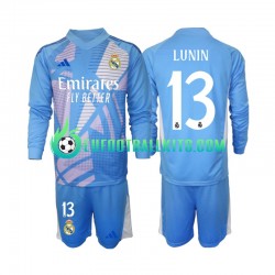 Real Madrid Goalkeeper Andriy Lunin 13 Home Football Shirts 2024-2025 Kids SS