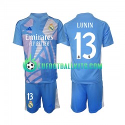Real Madrid Goalkeeper Andriy Lunin 13 Home Football Shirts 2024-2025 Kids LS