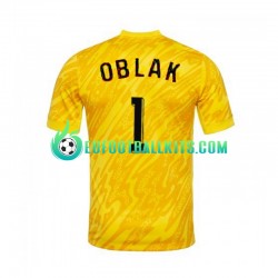 Slovenia Goalkeeper Jan Oblak 1 Home Football Shirts Yellowcolor Euro 2024 Men LS