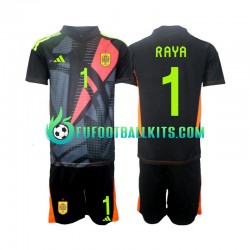 Spain Goalkeeper David Raya 1 Away Football Shirts Euro 2024 Kids LS