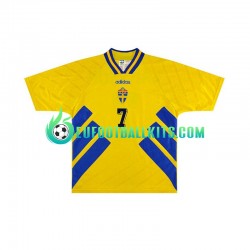 Sweden Henrik Larsson 7 Retro Home Football Shirts 1994 Men LS