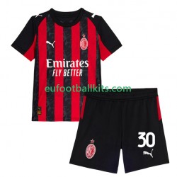 AC Milan Ardon Jashari 30 Home Football Shirts 2025-2026 Kids LS