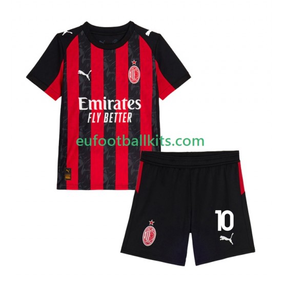 AC Milan Rafael Leao 10 Home Football Shirts 2025-2026 Kids LS
