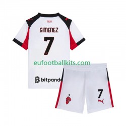AC Milan Santiago Gimenez 7 Away Football Shirts 2025-2026 Kids LS