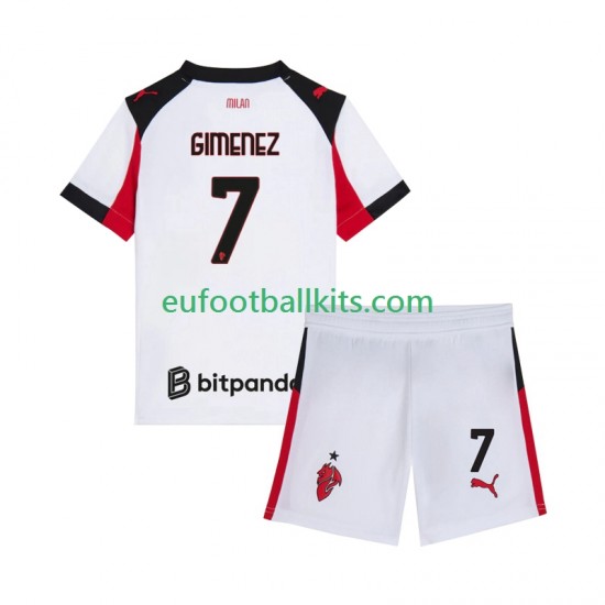 AC Milan Santiago Gimenez 7 Away Football Shirts 2025-2026 Kids LS